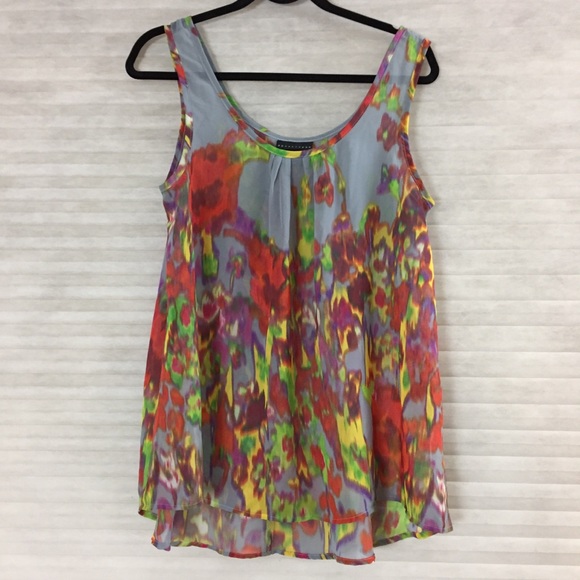 Apostrophe Tops - Apostrophe watercolor sheer top, bonus camisole